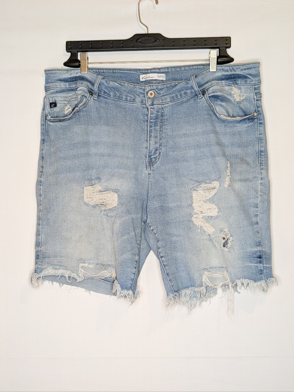 Kancan Distressed Light Wash Denim Bermuda Shorts 90s